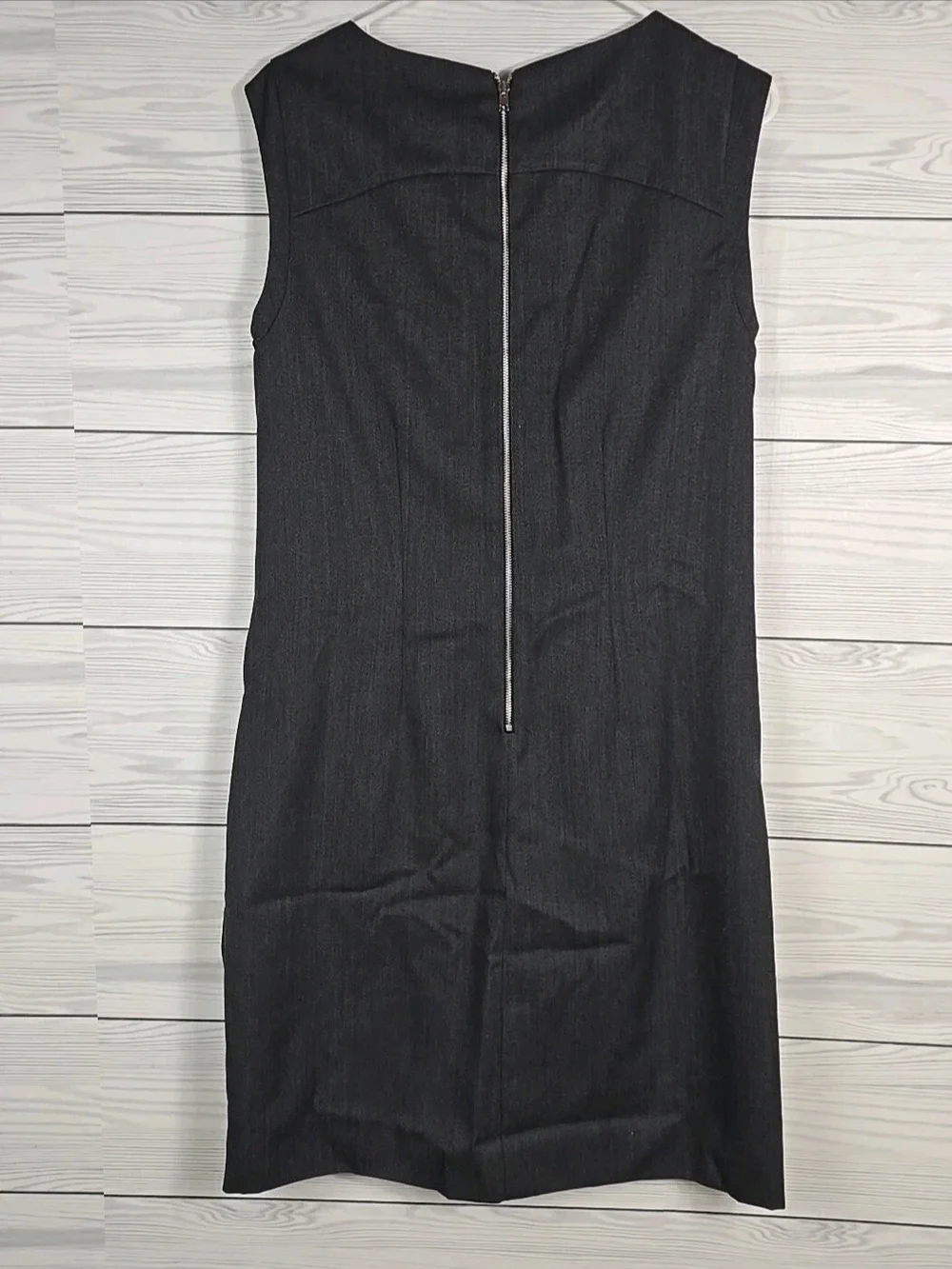 J. Crew Charcoal Gray Sleeveless Shift Dress with Black Faux Leather Pockets 4T